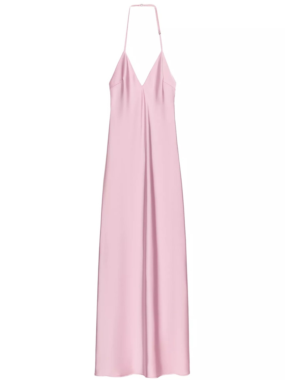 Zara Pale Pink Satin Halter Slip Maxi Dress
